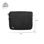 تصویر اختصاصی از نمای جلوی کیف دستی لپ‌تاپی آکسفورد کد ox-۰۰۱ در مشکی همراه با سایزبندی