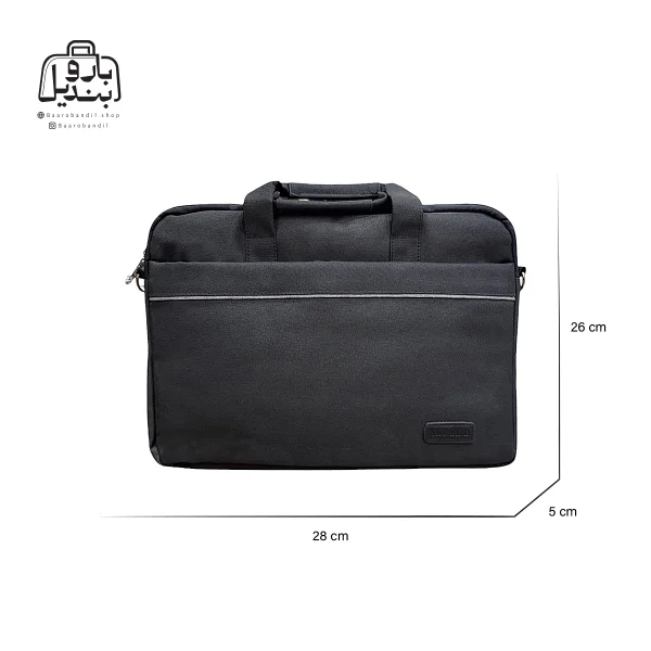 تصویر اختصاصی از نمای جلوی کیف دستی لپ‌تاپی sky bird کد ۶۱۲ در رنگ مشکی همراه با سایزبندی