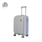 تصویر اختصاصی از نمای جلو و کناری چمدان فشن سایز متوسط در رنگ طوسی