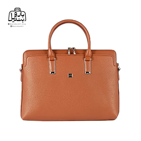 تصویر اختصاصی از نمای جلوی کیف دستی اداری حاصل ۲۰-۱۶۸ در رنگ عسلی