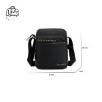 تصویر اختصاصی از نمای جلوی کیف دوشی فوور کد 2538-06 در رنگ مشکی همراه با سایزبندی