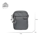 تصویر اختصاصی از نمای جلوی کیف دوشی فوور کد 2802-08 در رنگ طوسی همراه با سایزبندی