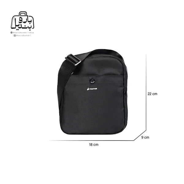 تصویر اختصاصی از سایزبندی کیف دوشی فوور کد 2918-06 در رنگ مشکی