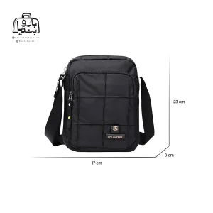 تصویر اختصاصی از نمای جلوی کیف دوشی ولنتیر کد 1590-25 در رنگ مشکی همراه با سایزبندی