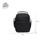 تصویر اختصاصی از نمای جلوی کیف دوشی ولنتیر کد 1713-01 در رنگ مشکی همراه با سایزبندی