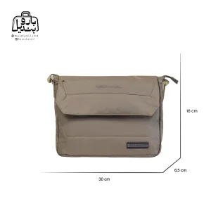 تصویر اختصاصی از نمای جلوی کیف دوشی ولنتیر کد 1713-06 در رنگ سبز همراه با سایزبندی