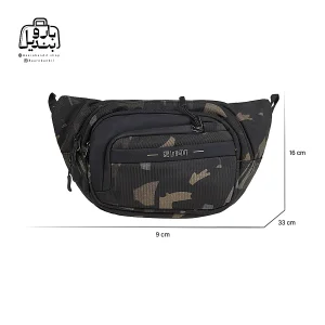 تصویر اختصاصی از نمای جلوی کیف کمری لیستات کد ۳۸۱۶ در طرح چریکی همراه با سایزبندی