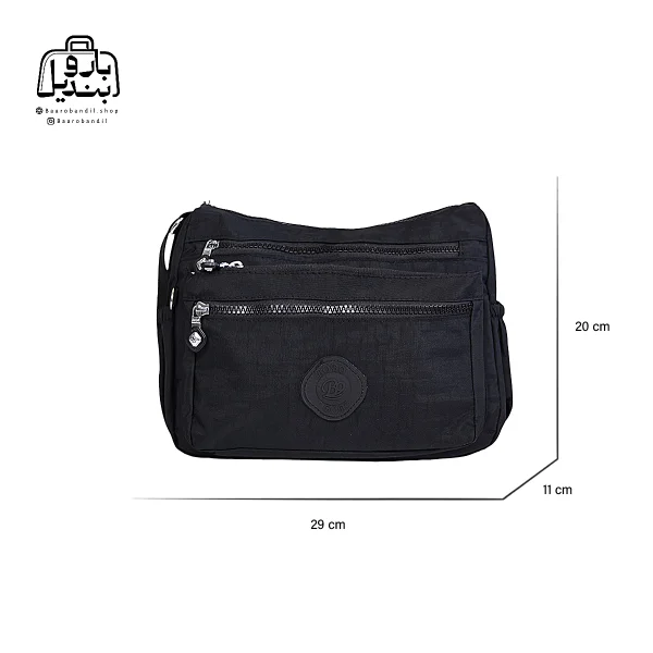 تصویر اختصاصی از نمای جلوی کیف زنانه دوشی بوبو کد ۲-۱۵۱۱ در رنگ مشکی همراه با سایزبندی