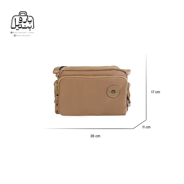 تصویر اختصاصی از نمای جلوی کیف زنانه دوشی بوبو کد ۲۰۷۹ در رنگ شکلاتی همراه با سایزبندی