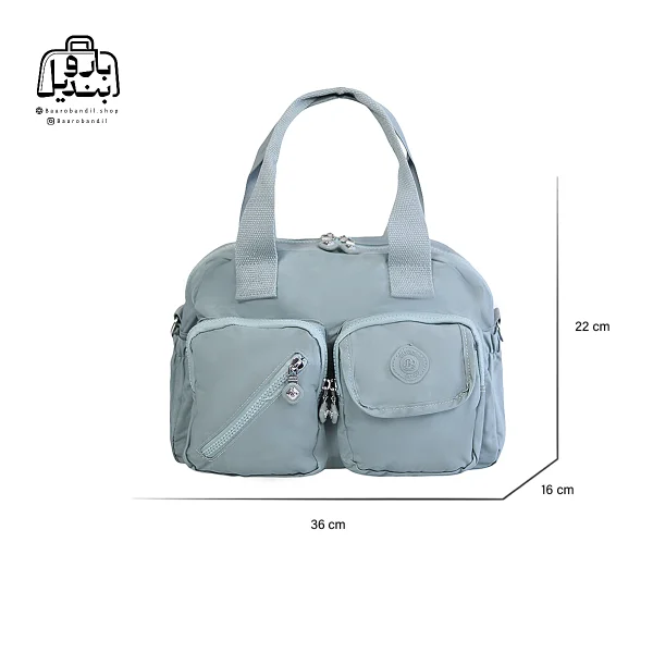 تصویر اختصاصی از نمای جلوی کیف زنانه دوشی بوبو کد ۱-۶۰۰۶ در رنگ آبی پاستلی همراه با سایزبندی