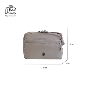 تصویر اختصاصی از نمای جلوی کیف زنانه دوشی بوبو کد ۱-۸۰۱۳ در رنگ طوسی روشن همراه با سایزبندی