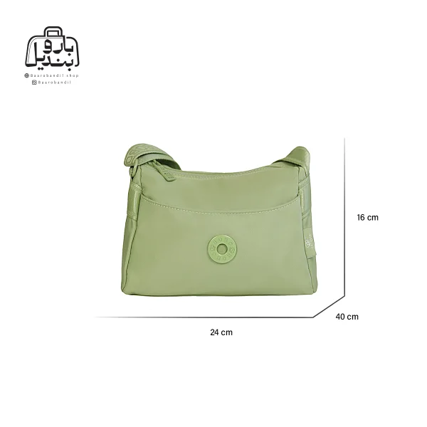 تصویر اختصاصی از نمای جلوی کیف زنانه دوشی بوبو کد ۹۶۱۲ در رنگ یاسی همراه با سایزبندی