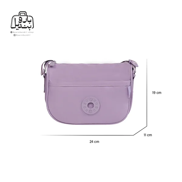 تصویر اختصاصی از نمای جلوی کیف زنانه دوشی بوبو کد ۱-۹۷۰۳ در رنگ یاسی همراه با سایزبندی