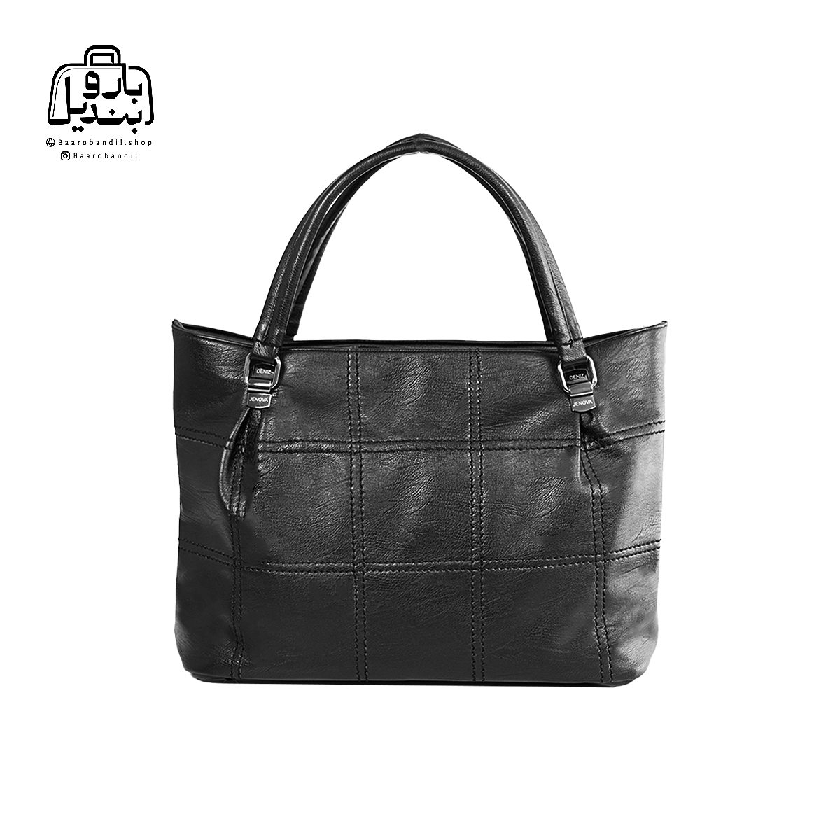 women-bag-deniz-jenova-00109-black-front-2 تصویر اختصاصی از نمای جلوی کیف زنانه دنیز جنوا کد ۰۰۱۰۹ در رنگ مشکی