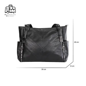 تصویر اختصاصی از نمای جلوی کیف زنانه دنیز جنوا کد ۰۰۱۱۱ در رنگ مشکی همراه با سایزبندی