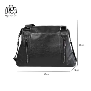 تصویر اختصاصی از نمای جلوی کیف دوشی زنانه دنیز جنوا کد ۰۰۱۱۳a در رنگ مشکی همراه با سایزبندی