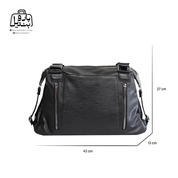 تصویر اختصاصی از سایزبندی کیف دوشی زنانه دنیز جنوا کد ۰۰۱۱۳b در رنگ مشکی