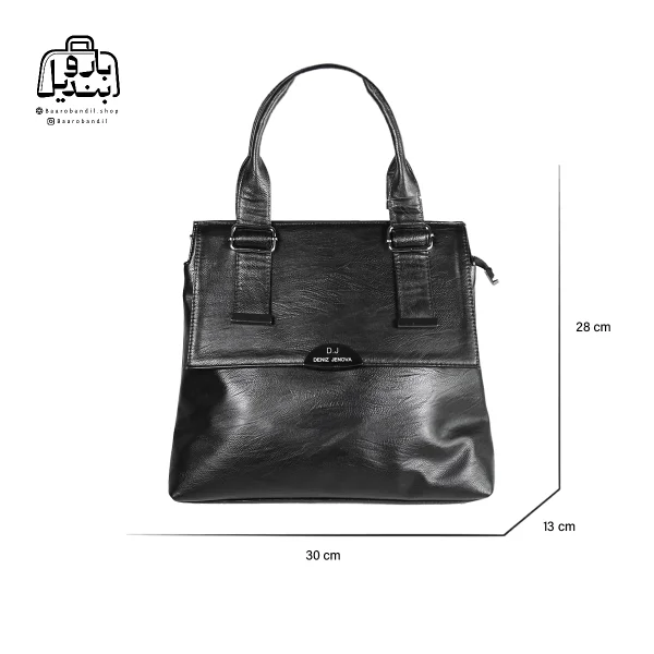 تصویر اختصاصی از نمای جلوی کیف زنانه دنیز جنوا کد ۰۰۳۴ در رنگ مشکی با سایزبندی