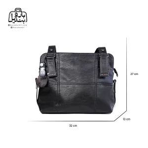 تصویر اختصاصی از نمای جلوی کیف زنانه دنیز جنوا کد ۰۰۴۰ در رنگ مشکی همراه با سایزبندی