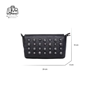 تصویر اختصاصی از نمای جلوی کیف زنانه دنیز جنوا کد ۰۰۵۷ در رنگ مشکی همراه با سایزبندی