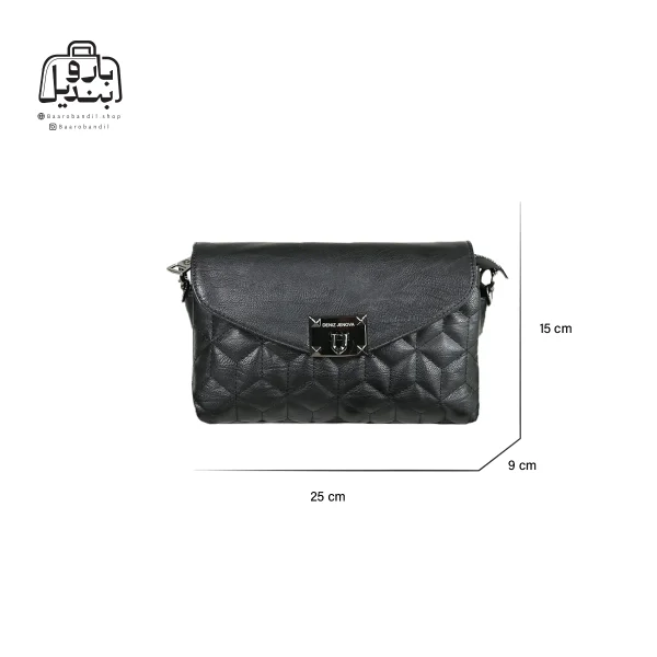 تصویر اختصاصی از سایزبندی کیف زنانه دنیز جنوا کد ۰۰۵۹ در رنگ مشکی
