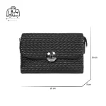 تصویر اختصاصی از نمای جلوی کیف زنانه دنیز جنوا کد ۰۰۶۶ در رنگ مشکی همراه با سایزبندی