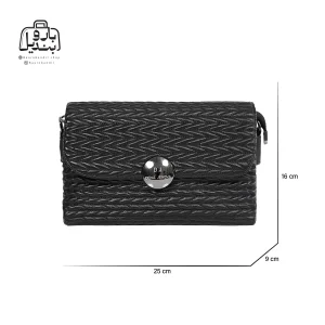 تصویر اختصاصی از نمای جلوی کیف زنانه دنیز جنوا کد ۰۰۶۶ در رنگ مشکی همراه با سایزبندی
