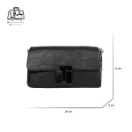 تصویر اختصاصی از نمای جلوی کیف زنانه دنیز جنوا کد ۰۰۸۰ در رنگ مشکی همراه با سایزبندی