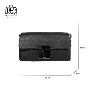 تصویر اختصاصی از نمای جلوی کیف زنانه دنیز جنوا کد ۰۰۸۰ در رنگ مشکی همراه با سایزبندی