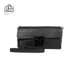 تصویر اختصاصی از نمای جلوی کیف زنانه دنیز جنوا کد ۰۰۸۰ در رنگ مشکی همراه با بند