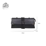 تصویر اختصاصی از نمای جلوی کیف زنانه دنیز جنوا کد ۰۰۸۶ در رنگ مشکی همراه با سایزبندی