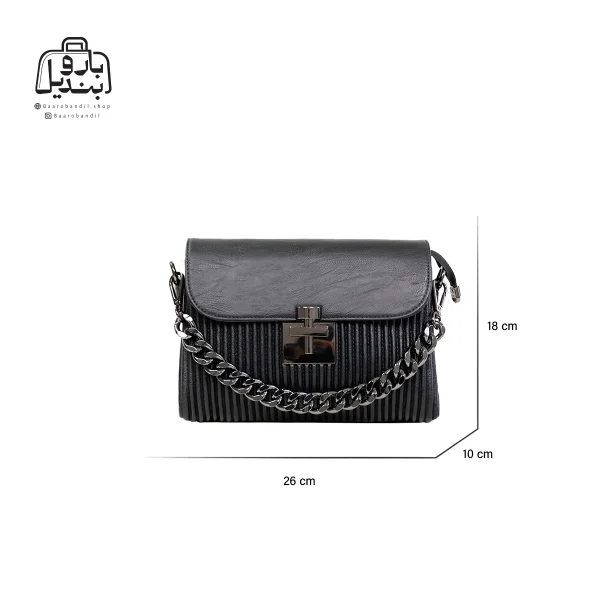 تصویر اختصاصی از سایزبندی کیف زنانه دنیز جنوا کد ۰۰۸۷ در رنگ مشکی