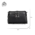 تصویر اختصاصی از نمای جلوی کیف زنانه دنیز جنوا کد ۰۰۸۹ در رنگ مشکی همراه با سایزبندی