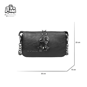 تصویر اختصاصی از نمای جلوی کیف زنانه دنیز جنوا کد ۰۰۹۹ در رنگ مشکی با سایزبندی