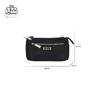 تصویر اختصاصی از نمای جلوی کیف زنانه دوشی ایپول کد 6006-13 در رنگ مشکی همراه با سایزبندی