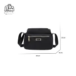 تصویر اختصاصی از نمای جلوی کیف زنانه دوشی ایپول کد 6006-14 در رنگ مشکی همراه با سایزبندی