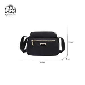 تصویر اختصاصی از نمای جلوی کیف زنانه دوشی ایپول کد 6006-14 در رنگ مشکی همراه با سایزبندی