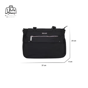تصویر اختصاصی از نمای جلوی کیف زنانه دوشی ایپول کد 6083-02 در رنگ مشکی همراه با سایزبندی