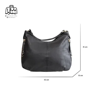 تصویر اختصاصی از نمای جلوی کیف زنانه دوشی هیدا کد ۲۲۳۵ در رنگ مشکی همراه با سایزبندی