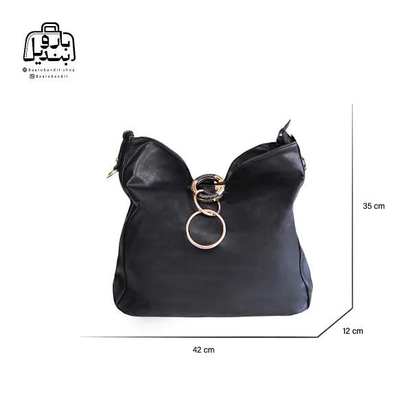 تصویر اختصاصی از نمای جلوی کیف زنانه دوشی هیدا کد ۲۹۲ در رنگ مشکی همراه با سایزبندی