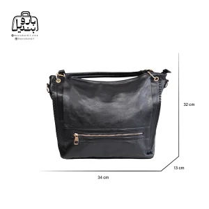 تصویر اختصاصی از نمای جلوی کیف زنانه دوشی هیدا کد ۶۰۷۳ در رنگ مشکی همراه با سایزبندی