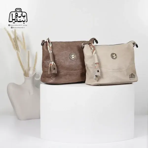تصویر اختصاصی از نمای جلو و کناری کیف دوشی زنانه موجیتو کد 7651 در رنگ نسکافه‌ای کرم