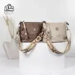 تصویر اختصاصی از نمای جلو و کناری کیف دوشی زنانه موجیتو کد 7651 همراه با بند در رنگ نسکافه‌ای کرم