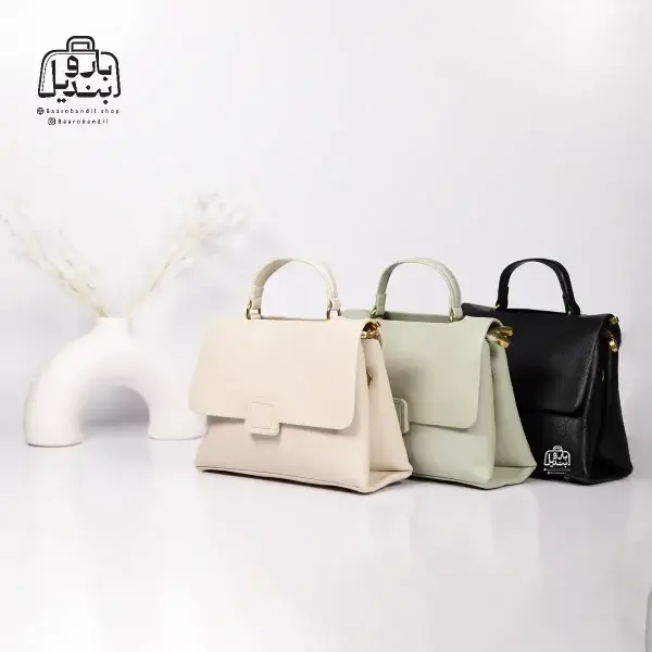 تصویر اختصاصی از نمای جلوی کیف دوشی زنانه موجیتو کد 88167 در رنگ مشکی سبز پاستلی کرم