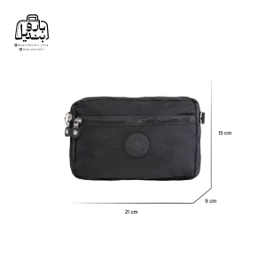 تصویر اختصاصی از نمای جلویی کیف زنانه دوشی سینگلی کد ۰۲۲۷ در رنگ مشکی همراه با سایزبندی