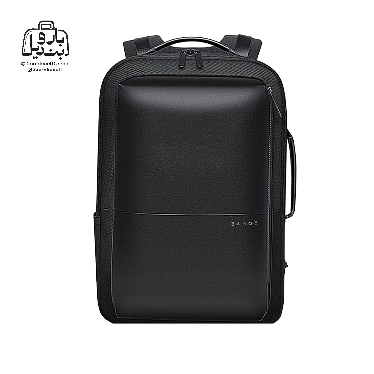 backpack-bange-s53-black-front-1 تصویر اختصاصی از نمای جلوی کوله بنج کد s53 در رنگ مشکی