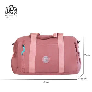 تصویر اختصاصی از نمای جلوی ساک ورزشی بوبو کد ۰۰۱۳۱ در رنگ کالباسی همراه با سایزبندی
