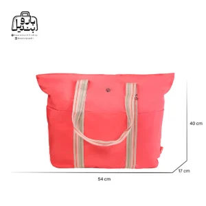 تصویر اختصاصی از نمای جلوی ساک بوبو کد ۳۱۰۳ در رنگ گلبهی همراه با سایزبندی