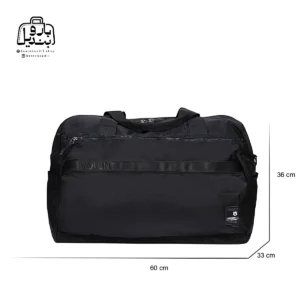 تصویر اختصاصی از نمای جلوی ساک ورزشی ولنتیر کد ۰۶-۱۸۰۷ ls در رنگ مشکی همراه با سایزبندی