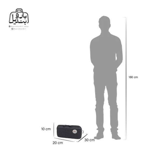 تصویر اختصاصی از سایزبندی کیف پاسپورتی چمدان ریکاردو در رنگ مشکی